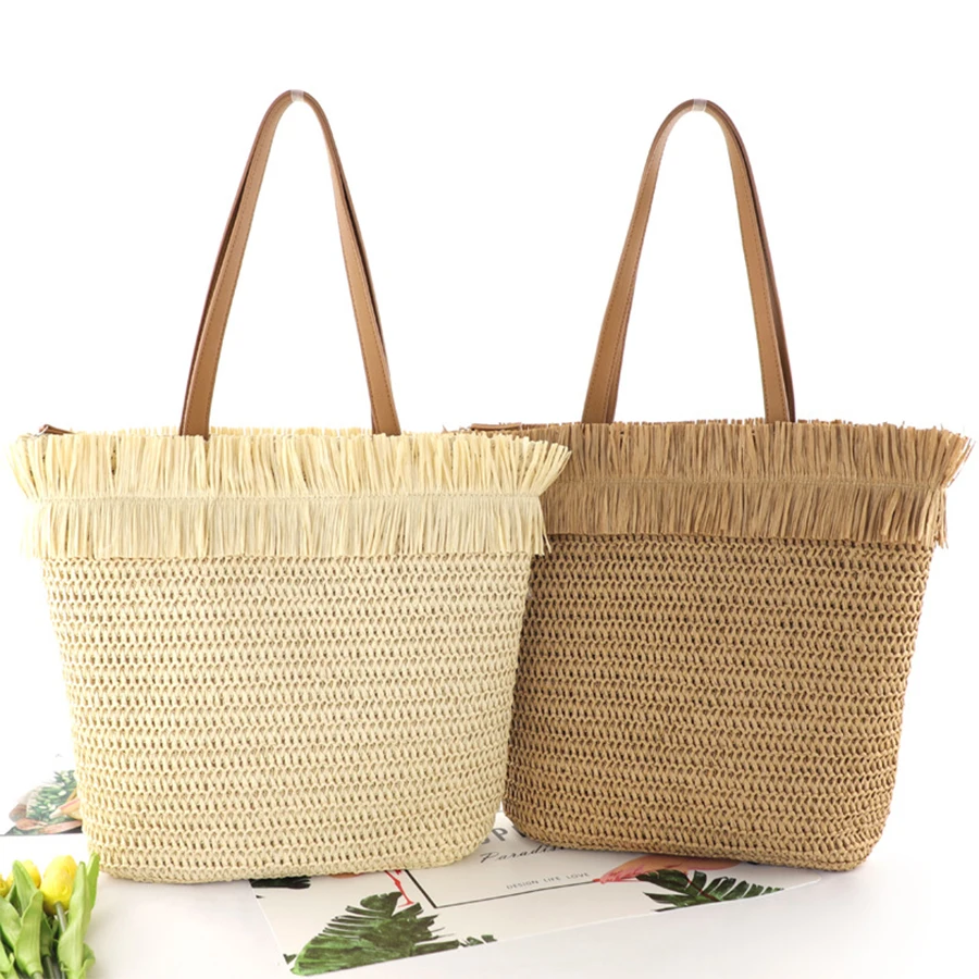 New Tassel Edging Straw Bag Large Capacity Women Shoulder Bag Luxury Designer Woven Handbags Beach Travel Women's Bags 2021
New Tassel Edging Straw Bag Large Capacity Women Shoulder Bag Luxury Designer Woven Handbags Beach Travel Women's Bags 2021