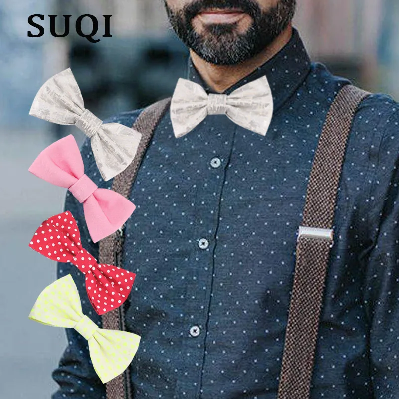 SUQI Fashion new year party wedding show Bow tie Boys Tuxedo Tie silver pink Dot Men and women Suit bowtie necktie | Аксессуары для