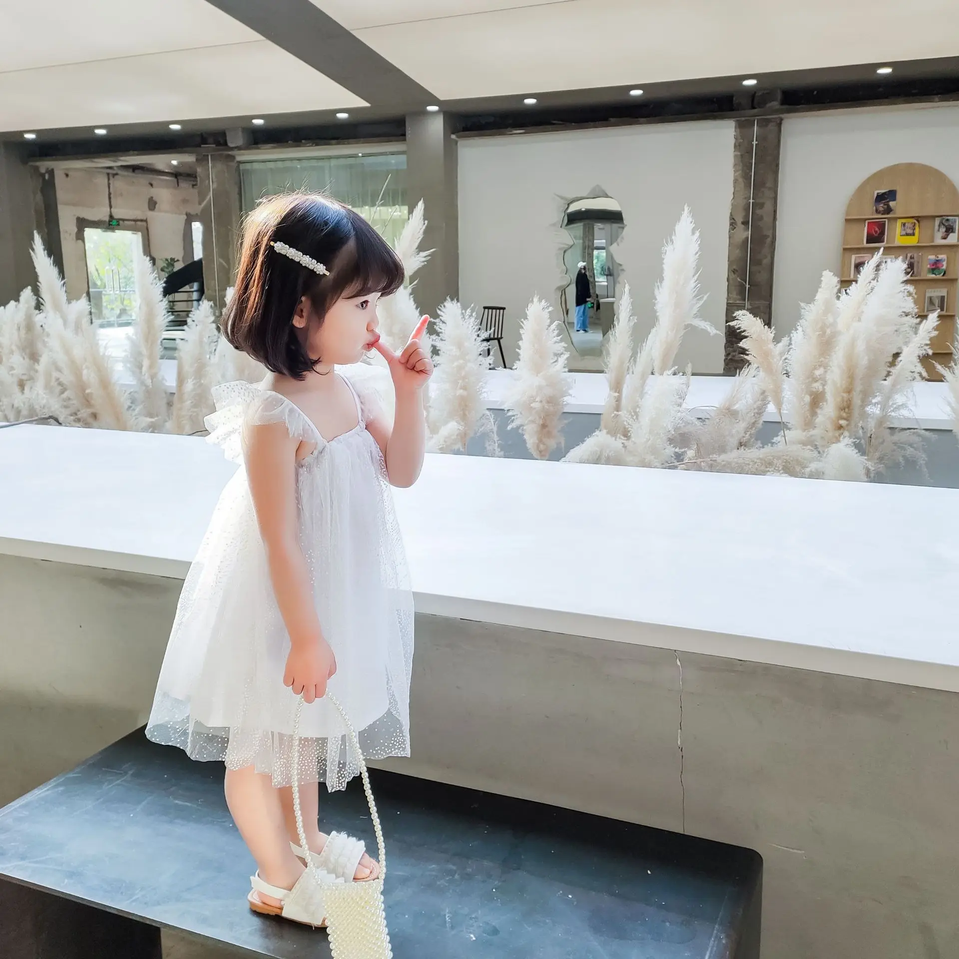 Children Spring/Summer 2020 New Sleeveless Fairy Hanging Dress Little Kids White Lace Princess Dresses Toddler Clothing | Мать и ребенок
