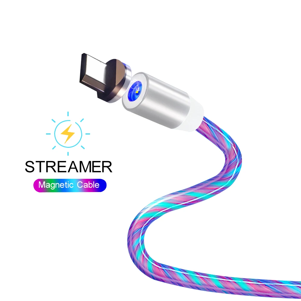 Magnetic Type C Micro USB Cable Flow Luminous Lighting Charging For iPhone Samsung Huawei Xiaomi Magnet Mobile phone Cables Wire
Magnetic Type C Micro USB Cable Flow Luminous Lighting Charging For iPhone Samsung Huawei Xiaomi Magnet Mobile phone Cables Wire