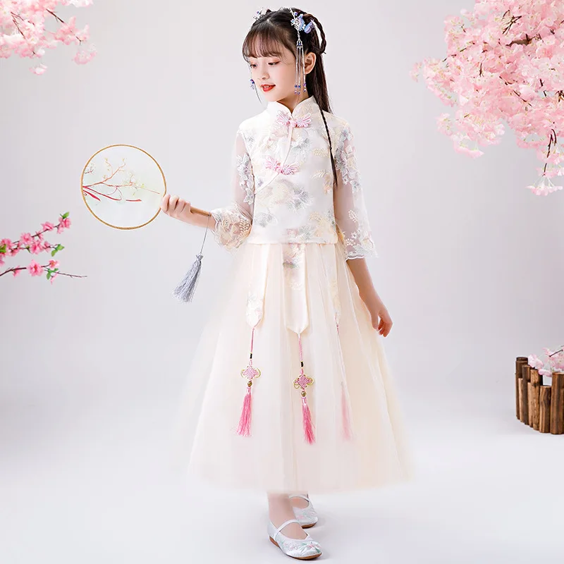 2021 New Girl's Hanfu Dress Summer Thin Chinese Style Tang Suit Skirt Pink Ancient Costume Lace Embroidery All-match Suit LB336
2021 New Girl's Hanfu Dress Summer Thin Chinese Style Tang Suit Skirt Pink Ancient Costume Lace Embroidery All-match Suit LB336