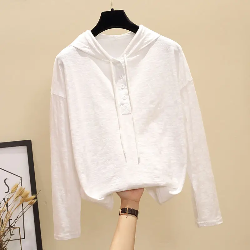 S-3XL Bamboo Cotton Hoodie White T Shirt Women Hooded Long Sleeve T Shirts White Casual Female Tee Tops Summer Tops Women 2021
S-3XL Bamboo Cotton Hoodie White T Shirt Women Hooded Long Sleeve T Shirts White Casual Female Tee Tops Summer Tops Women 2021