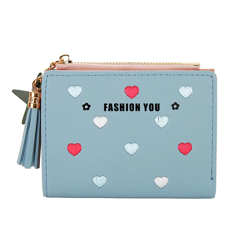 Sweet Lady Short Love Embroidered Wallet for Women Wholesale Small Tassel Heart Shape Purse Girls Woman Cards Coins Bag
Sweet Lady Short Love Embroidered Wallet for Women Wholesale Small Tassel Heart Shape Purse Girls Woman Cards Coins Bag