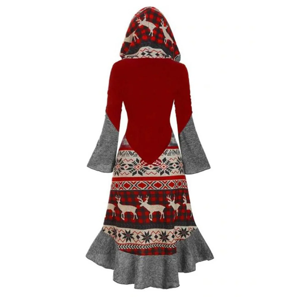 Christmas Women Dress Ruffle Hem Button Hooded Dresses Party Performance Slim Flared Sleeve Printed Hooded Dress Women Clothing
Christmas Women Dress Ruffle Hem Button Hooded Dresses Party Performance Slim Flared Sleeve Printed Hooded Dress Women Clothing