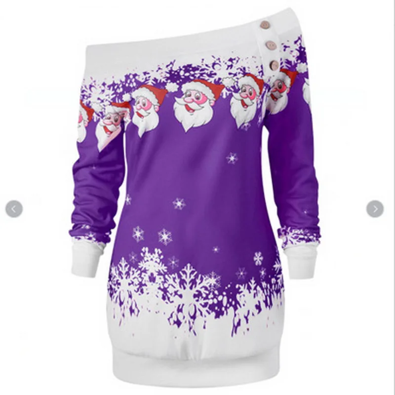 New Christmas women's printed snowflake Santa Claus word shoulder long sleeve T-shirt sweater plus size S-5XL
New Christmas women's printed snowflake Santa Claus word shoulder long sleeve T-shirt sweater plus size S-5XL