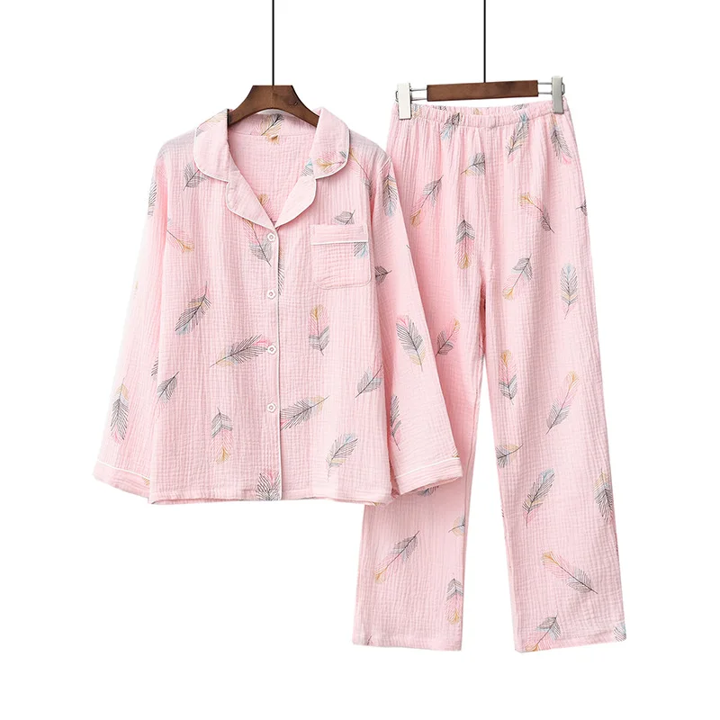 Spring Autumn New Women's Cotton Nightgown Set Turn-Down Collar 2-PC Long-Sleeve Pajamas Feminine Homewear Japanese Style пижама
Spring Autumn New Women's Cotton Nightgown Set Turn-Down Collar 2-PC Long-Sleeve Pajamas Feminine Homewear Japanese Style пижама