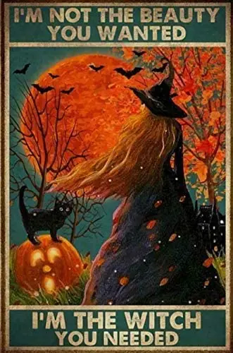 Cat and Halloween Witch I'm Not The Beauty You Wanted Tin Sign Retro Style Miller Beer Bar Den Halloween Painting Metal
Cat and Halloween Witch I'm Not The Beauty You Wanted Tin Sign Retro Style Miller Beer Bar Den Halloween Painting Metal
