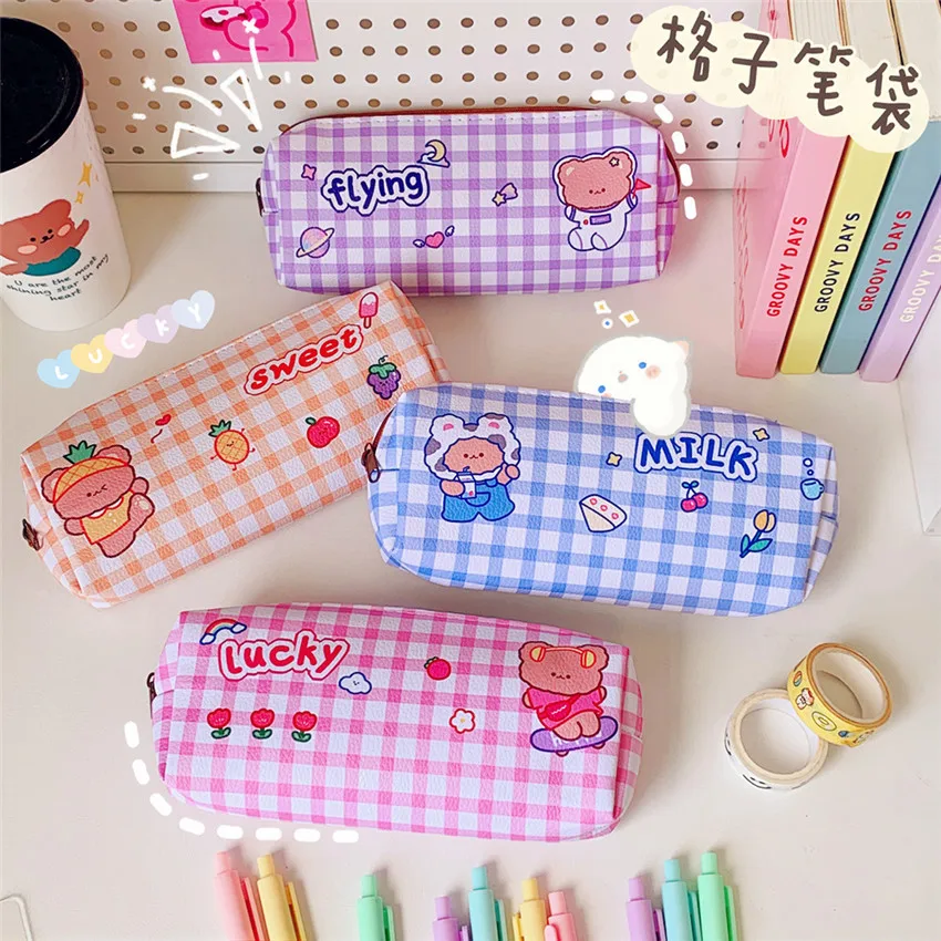 Cute Bear Plaid Korean Pencil Case Cartoon Pen Bag Box For Kids Gift Cosmetic Stationery Pouch Kawaii School Supplies
Cute Bear Plaid Korean Pencil Case Cartoon Pen Bag Box For Kids Gift Cosmetic Stationery Pouch Kawaii School Supplies