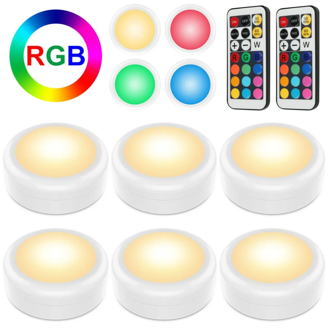 6 шт. RGB светильник для шкафа с беспроводной регулируемой яркостью, сенсорный датчик, светодиодный ночник с питанием от батареи, пульт дистан...
6 шт. RGB светильник для шкафа с беспроводной регулируемой яркостью, сенсорный датчик, светодиодный ночник с питанием от батареи, пульт дистан...