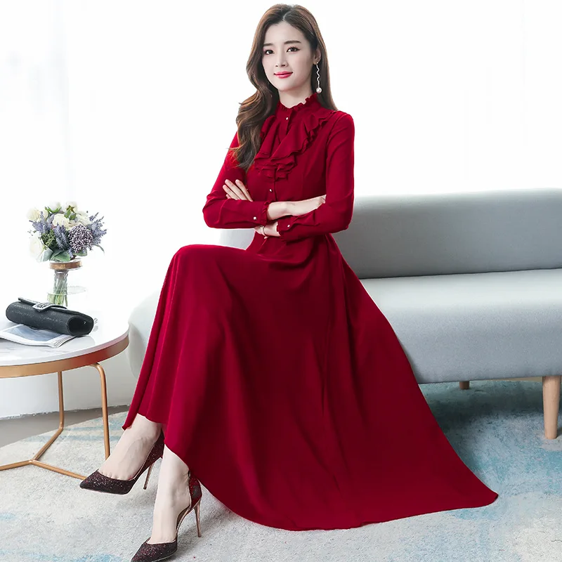 2020 new popular spring dress solid color chiffon dress with thin belly and long temperament long skirt
2020 new popular spring dress solid color chiffon dress with thin belly and long temperament long skirt
