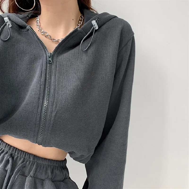 Women's Hoodies Cardigan Zipper Drawstring Long Sleeves Cotton Loose Short Tops Wholesale 2021 New Casual female Clothing
Women's Hoodies Cardigan Zipper Drawstring Long Sleeves Cotton Loose Short Tops Wholesale 2021 New Casual female Clothing