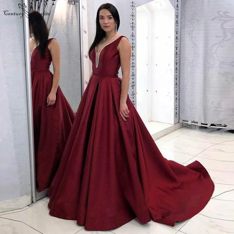 Burgundy Satin Evening Dresses 2020 Deep V-Neck Backless Beaded A-Line Long Prom Party Dress Formal Gowns Vestido De Festa Cheap
Burgundy Satin Evening Dresses 2020 Deep V-Neck Backless Beaded A-Line Long Prom Party Dress Formal Gowns Vestido De Festa Cheap