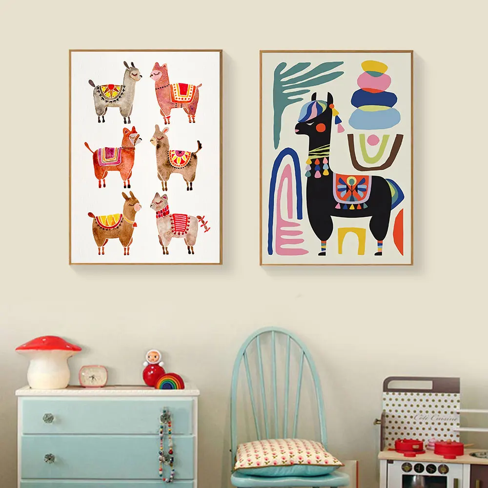 Nordic Poster Canvas Boho Cartoon Animals Colored Alpaca Nursery Painting Art Print Wall Picture For Living Kids Room Home Decor
Nordic Poster Canvas Boho Cartoon Animals Colored Alpaca Nursery Painting Art Print Wall Picture For Living Kids Room Home Decor