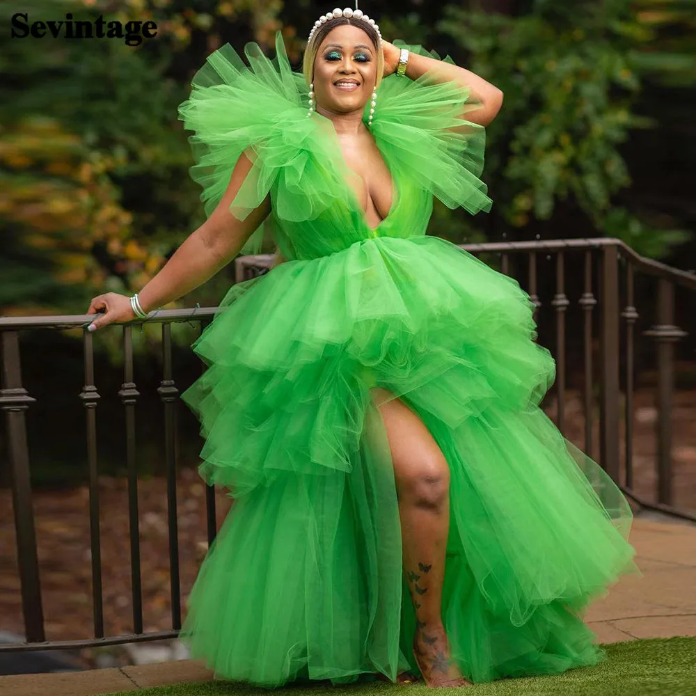 Sevintage Light Green Tiered Tulle Prom Dress 2021 New Design Sexy Slit Deep V-Neck Wedding Party Gowns A-Line Evening Dresses
Sevintage Light Green Tiered Tulle Prom Dress 2021 New Design Sexy Slit Deep V-Neck Wedding Party Gowns A-Line Evening Dresses