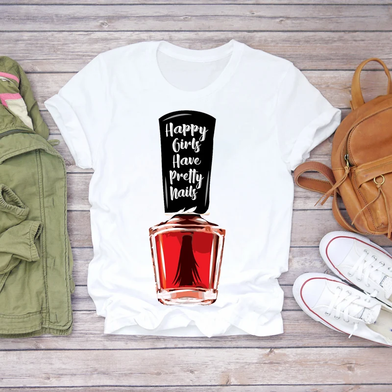 Women Summer Fingernail Nail Art Beauty Fashion Print Lady T-shirt Tops Tees Nail Polish Graphic Harajuku Tshirt Female Clothing
Women Summer Fingernail Nail Art Beauty Fashion Print Lady T-shirt Tops Tees Nail Polish Graphic Harajuku Tshirt Female Clothing