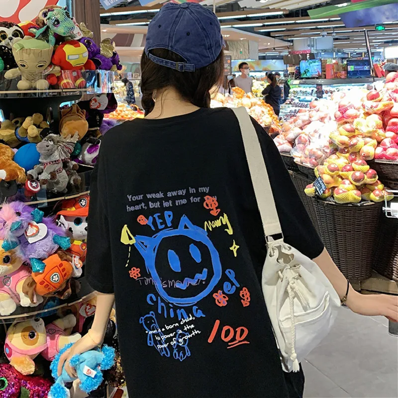 Black CartoonT Shirt Woman 2021 Harajuku Hip Hop Short Sleeve Tees Casual Tops Streetwear Oversized T Shirts Cotton Mens Clothes
Black CartoonT Shirt Woman 2021 Harajuku Hip Hop Short Sleeve Tees Casual Tops Streetwear Oversized T Shirts Cotton Mens Clothes