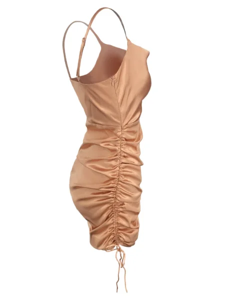 Women Dresses Sleeveless Short Skirts Beach Satin Smooth and Smooth Temperament Fashion Halter Drawstring Sling Sexy Mini Dress
Women Dresses Sleeveless Short Skirts Beach Satin Smooth and Smooth Temperament Fashion Halter Drawstring Sling Sexy Mini Dress