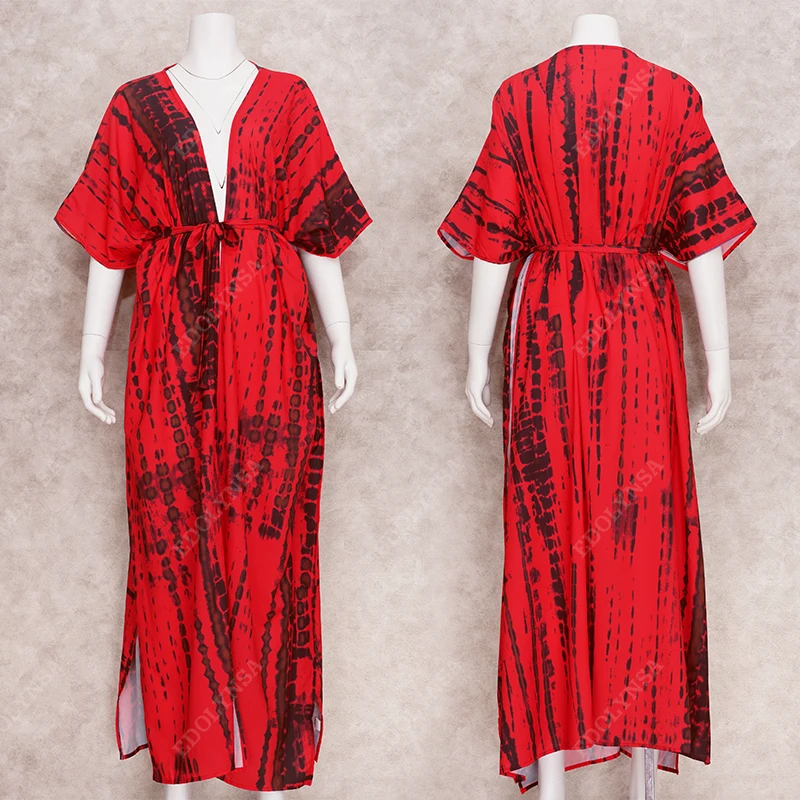 2021 Red Striped Bikini Cover-ups Plus Size Long Kimono Sexy Belted Summer Wrap Dress Women Beach Wear Swim Suit Cover Up
2021 Red Striped Bikini Cover-ups Plus Size Long Kimono Sexy Belted Summer Wrap Dress Women Beach Wear Swim Suit Cover Up