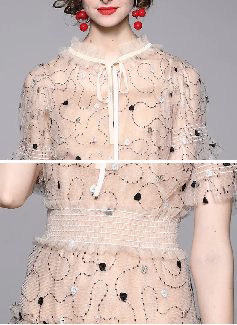 2021 summer Fashion Elegant Designer Dress Women Short Sleeve Mesh Embroidery Sequins Dresses Vestidos
2021 summer Fashion Elegant Designer Dress Women Short Sleeve Mesh Embroidery Sequins Dresses Vestidos