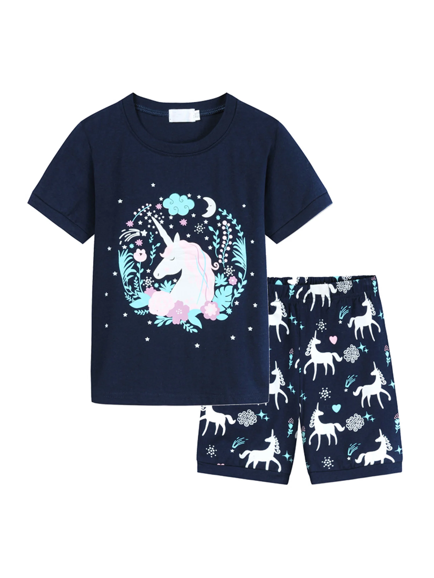 Breathable Little Girls Pajama Set, Toddlers Summer Creative Unicorn Plant Printing Round Collar Short Sleeve Top + Shorts
Breathable Little Girls Pajama Set, Toddlers Summer Creative Unicorn Plant Printing Round Collar Short Sleeve Top + Shorts