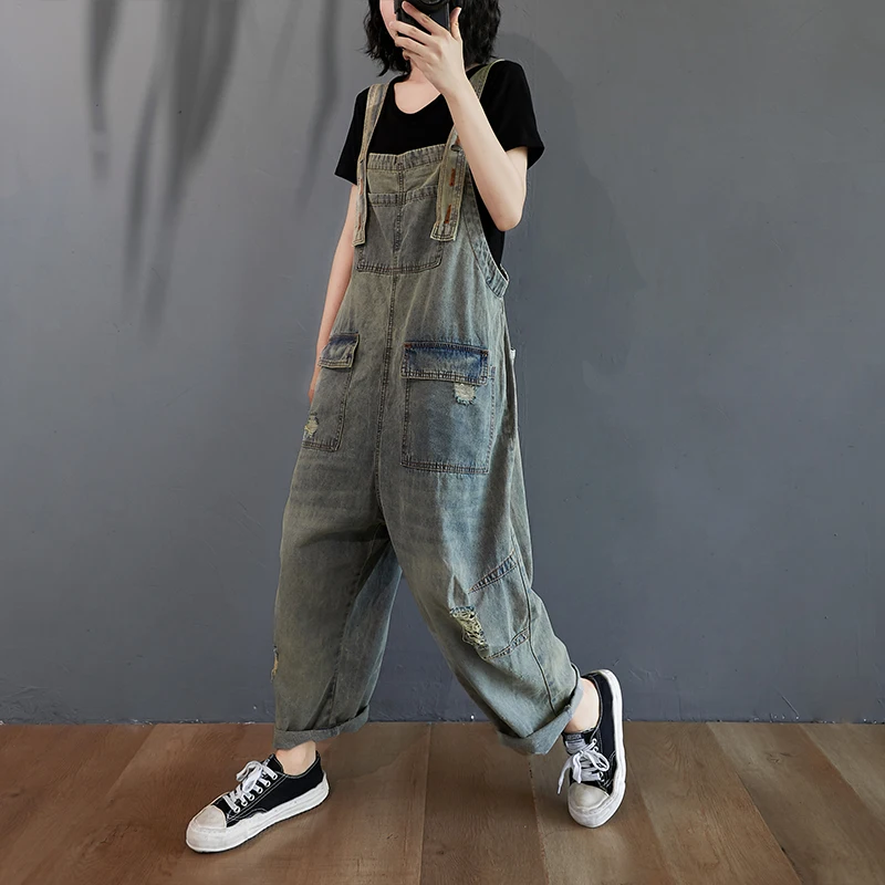 #1426 Vintage Jeans Jumpsuit Women Backless Spaghetti Strap Long Jumpsuit Ladies Multi-pockets Wide Leg Jeans Jumpsuit Femme
#1426 Vintage Jeans Jumpsuit Women Backless Spaghetti Strap Long Jumpsuit Ladies Multi-pockets Wide Leg Jeans Jumpsuit Femme