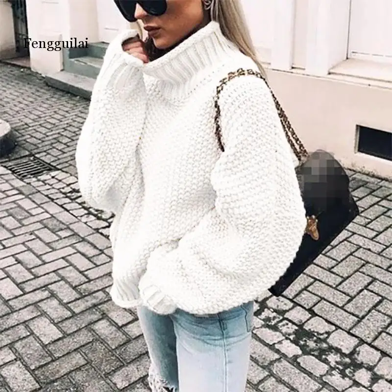 Streetwear Turtleneck Knitted Sweater Women Pullover Tops Autumn Winter Long Batwing Sleeve Pull Femme Jumpers sueter mujer 
Streetwear Turtleneck Knitted Sweater Women Pullover Tops Autumn Winter Long Batwing Sleeve Pull Femme Jumpers sueter mujer