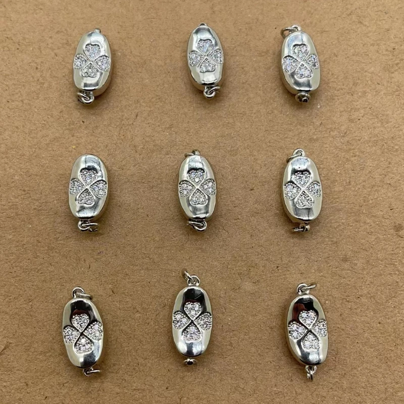925 Sterling Silver DIY Jewelry Accessories Micro-inlaid Flash Zirconium Ingot Clasp Eight-character Pattern
925 Sterling Silver DIY Jewelry Accessories Micro-inlaid Flash Zirconium Ingot Clasp Eight-character Pattern