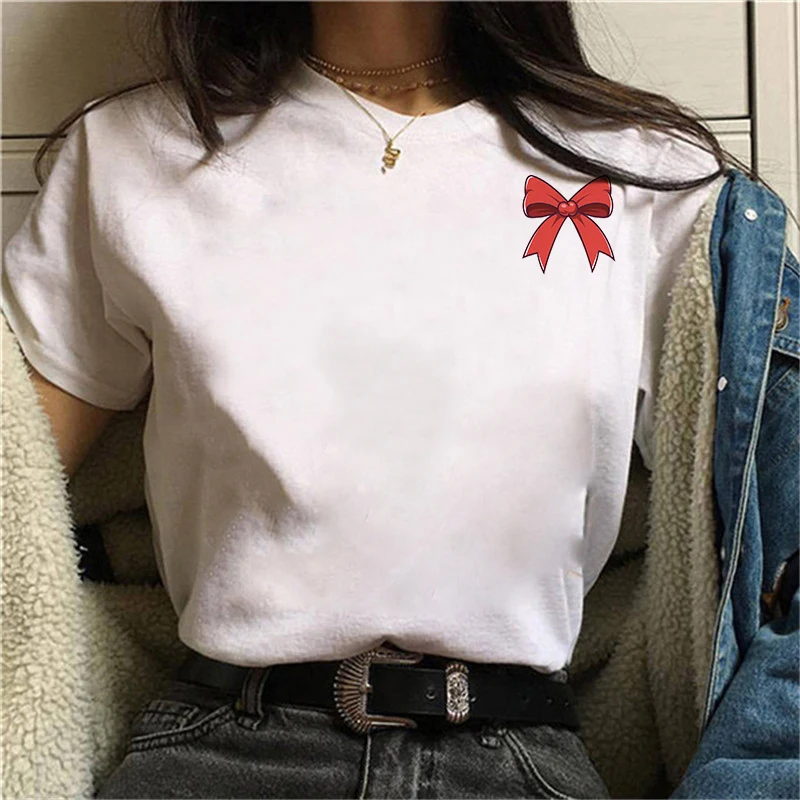 2021 Tees Women T Shirt Print Bowknot T-shirt Casual White Short Sleeve Cotton Tops Summer clothing Female Dropship
2021 Tees Women T Shirt Print Bowknot T-shirt Casual White Short Sleeve Cotton Tops Summer clothing Female Dropship
