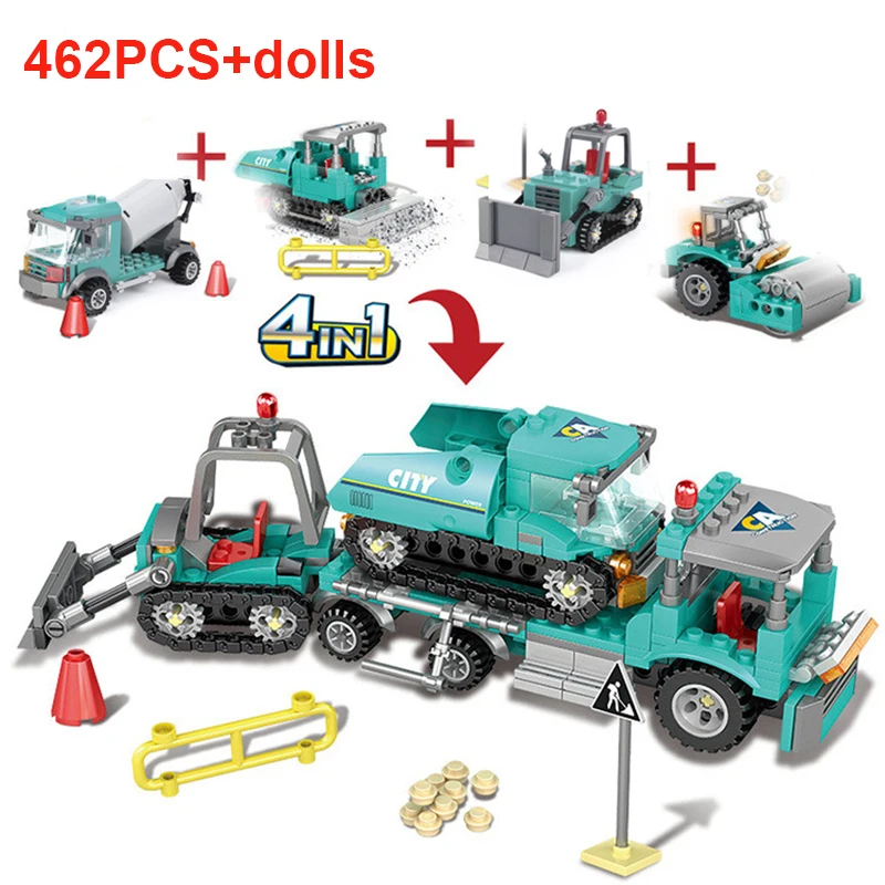 4 in 1 Construction City Engineering Car Building Blocks Compatible Excavator Bulldozer Educational DIY Bricks Toys For Kids
4 in 1 Construction City Engineering Car Building Blocks Compatible Excavator Bulldozer Educational DIY Bricks Toys For Kids
