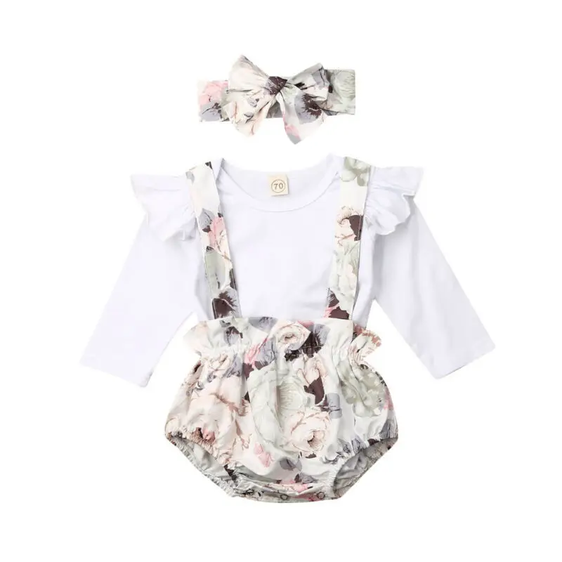 0-24M Infant Baby Girl Clothes Sets Long Sleeve Solid Tops Romper+Flower Bib Shorts Headband 3pcs Outfit Set
0-24M Infant Baby Girl Clothes Sets Long Sleeve Solid Tops Romper+Flower Bib Shorts Headband 3pcs Outfit Set