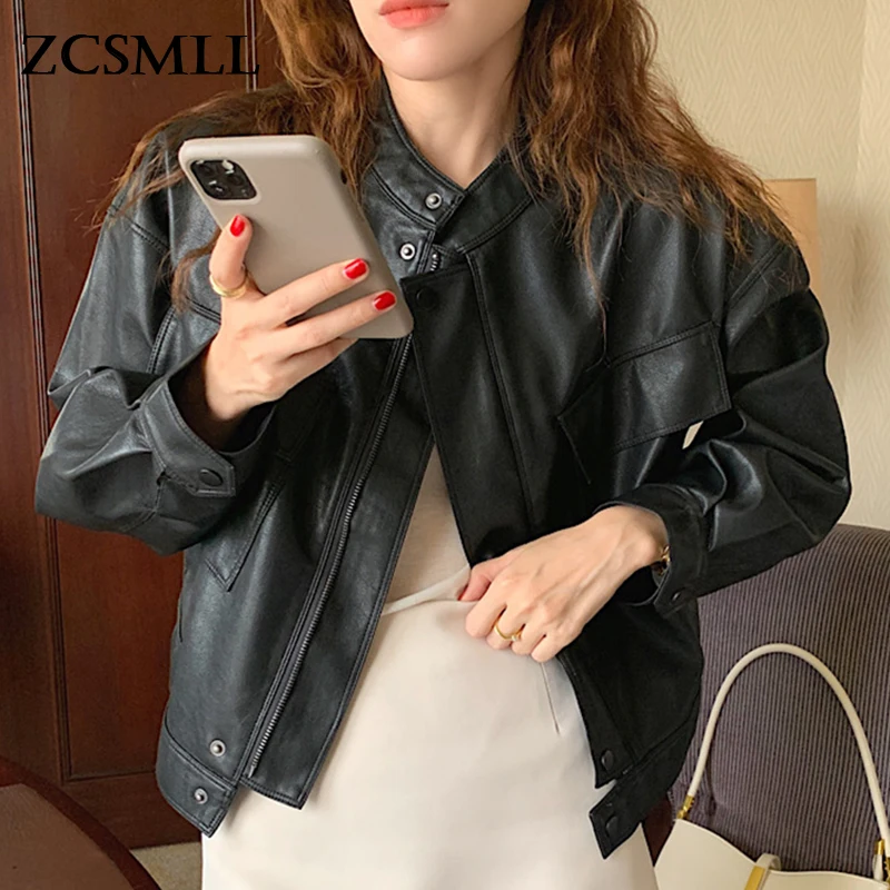 ZCSMLL Stand-up collar loose casual pocket long-sleeved motorcycle leather jacket short coat female Korean retro personality
ZCSMLL Stand-up collar loose casual pocket long-sleeved motorcycle leather jacket short coat female Korean retro personality