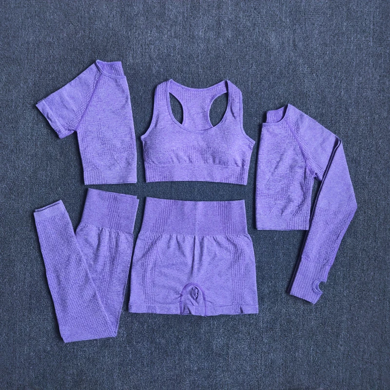 5pcs Women Workout Seamless Yoga Set Fitness Short Sleeve Long Crop Top Shirts Running Leggings Gym Clothes
5pcs Women Workout Seamless Yoga Set Fitness Short Sleeve Long Crop Top Shirts Running Leggings Gym Clothes