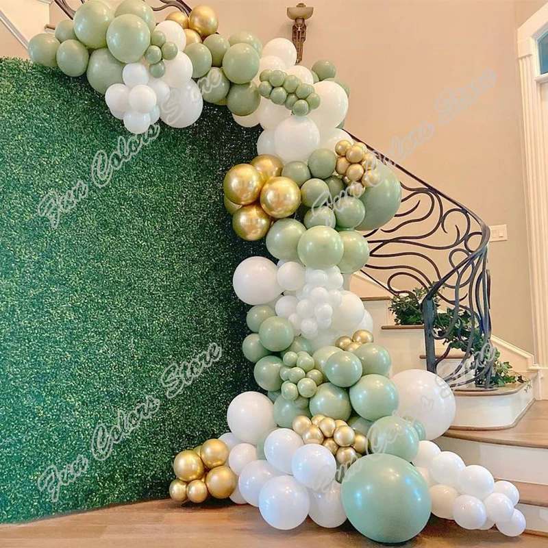 172pcs Avocado Green Birthday Party Backdrop Baby Shower Kits Golden Wedding Celebration Dinner White Decoration Balloon Garland
172pcs Avocado Green Birthday Party Backdrop Baby Shower Kits Golden Wedding Celebration Dinner White Decoration Balloon Garland