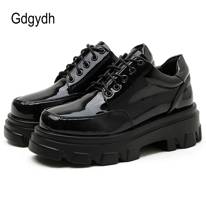 Gdgydh Women Platform Flats Heel Shoes Lace Up Patent Leather Casual Shoes Thick Sole Comfy Flats Female Black Basic Top Quality
Gdgydh Women Platform Flats Heel Shoes Lace Up Patent Leather Casual Shoes Thick Sole Comfy Flats Female Black Basic Top Quality