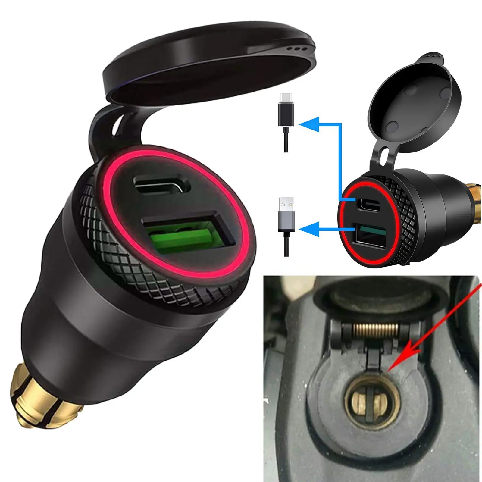 Зарядное устройство USB и Type C для мотоцикла
Зарядное устройство USB и Type C для мотоцикла