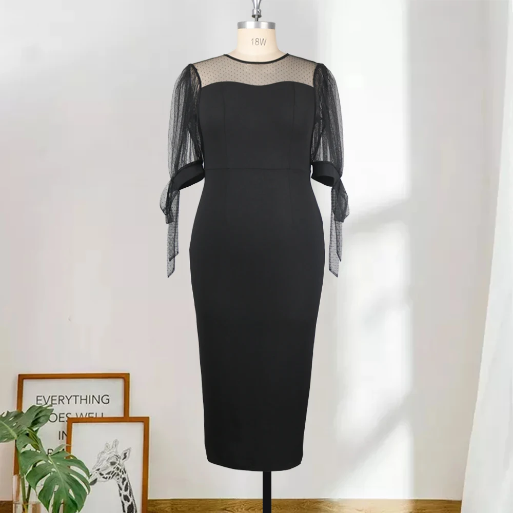 Elegance Black Long Dress Women Tulle Sleeve Bow Tie Pencil Dress Plus Size 4XL 5XL Large Office Birthday Evening Party Outfits
Elegance Black Long Dress Women Tulle Sleeve Bow Tie Pencil Dress Plus Size 4XL 5XL Large Office Birthday Evening Party Outfits