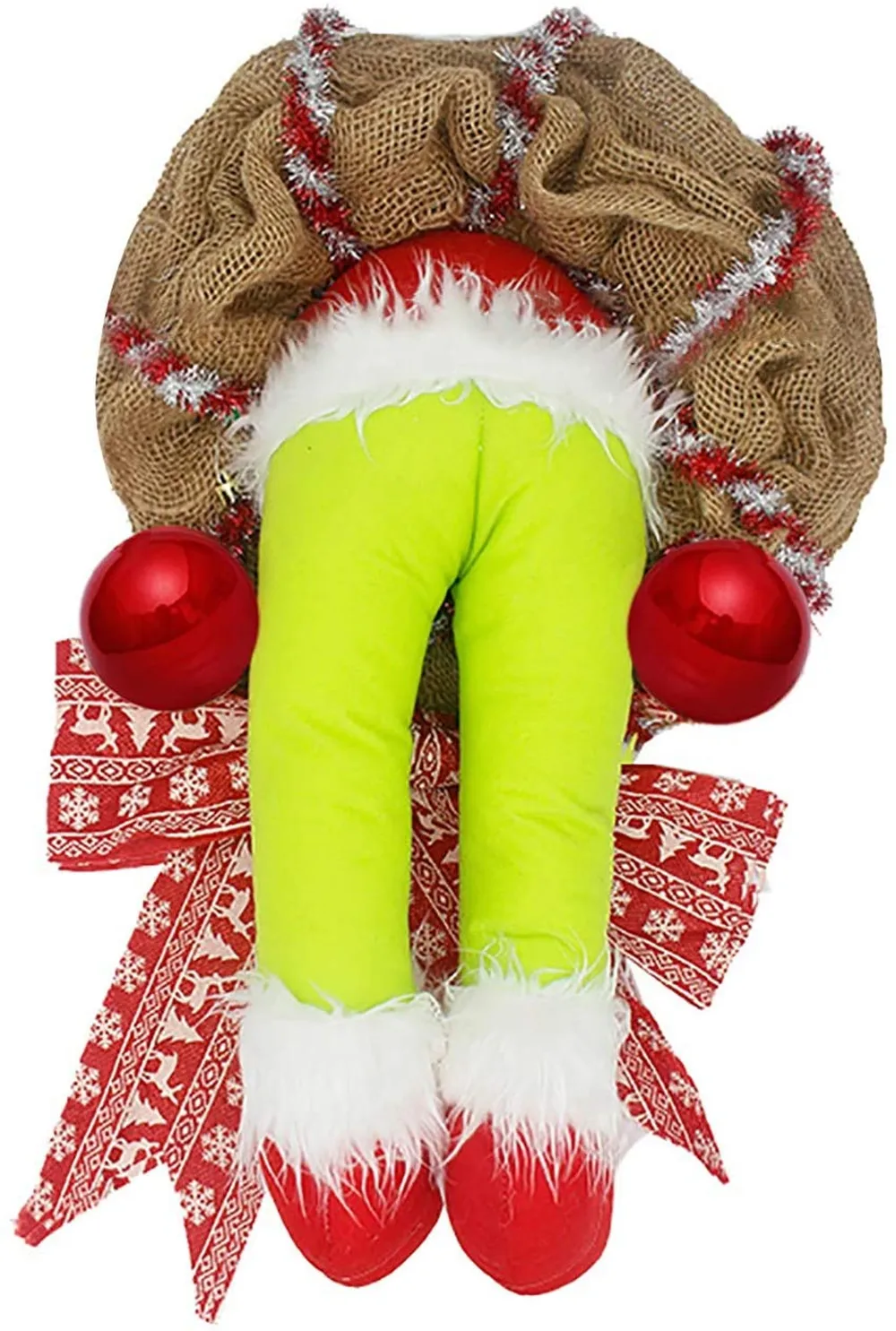 Christmas Thief Wreath for Front Door Santa Doll Christmas Garland Decorations,grinch Burlap Wreath with Pose Able Plush Legs
Christmas Thief Wreath for Front Door Santa Doll Christmas Garland Decorations,grinch Burlap Wreath with Pose Able Plush Legs