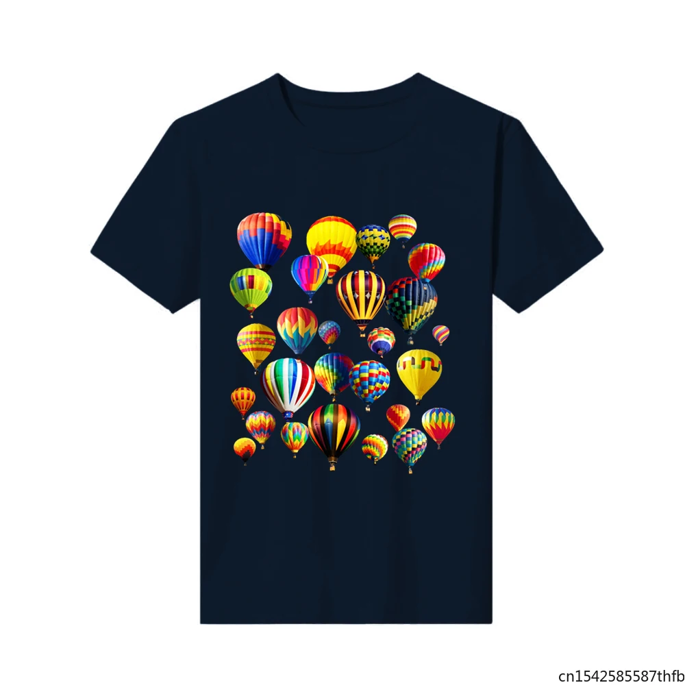 

Fashion Printed Tshirt Cute Hot Air Balloon Ride Vacation Aviation Tees Top Mens Loose Customization Daily Tees
