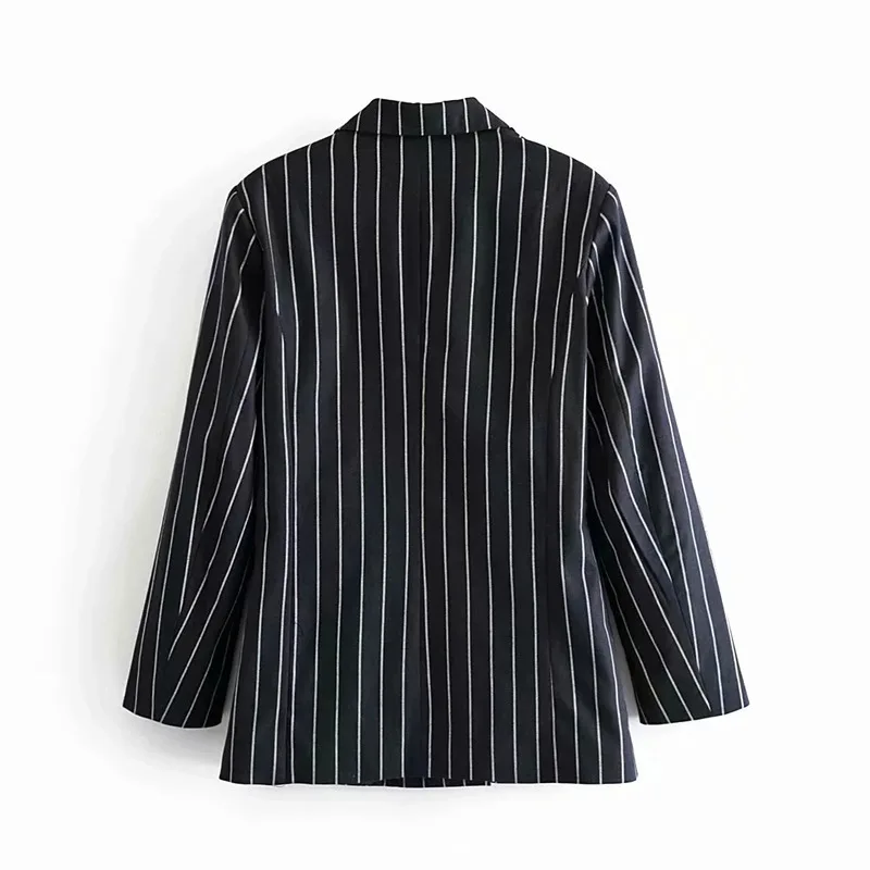 2021 European and American new suit women's casual color contrast retro striped jacket 
2021 European and American new suit women's casual color contrast retro striped jacket