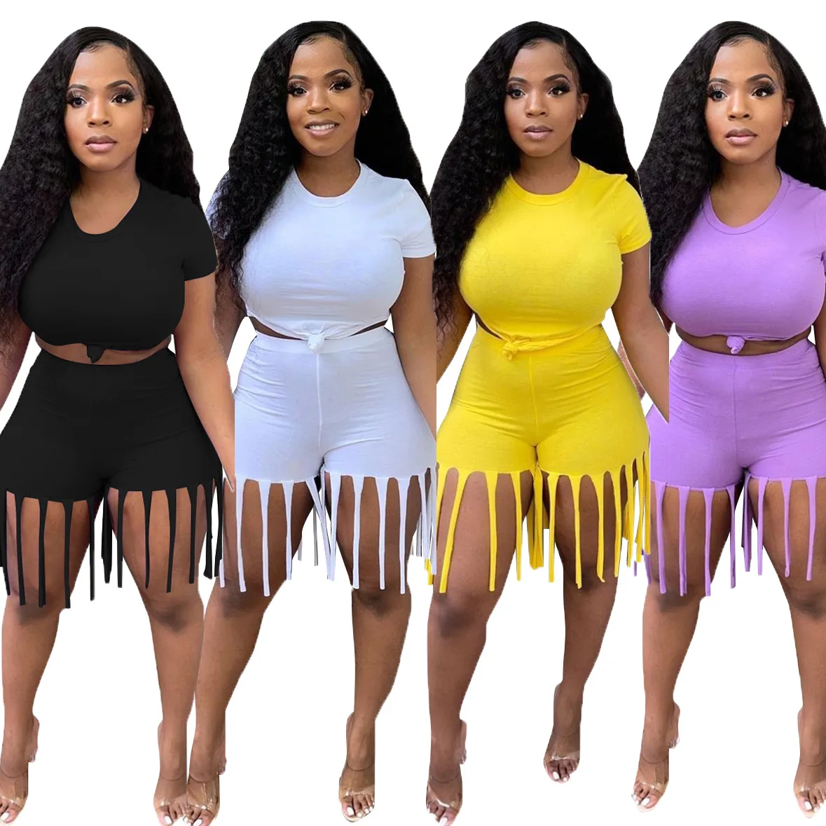 Casaul Women Tracksuit Suit Tassel Pants Set O-neck Short Streetwear Summer Clothes For Women Outfit
Casaul Women Tracksuit Suit Tassel Pants Set O-neck Short Streetwear Summer Clothes For Women Outfit