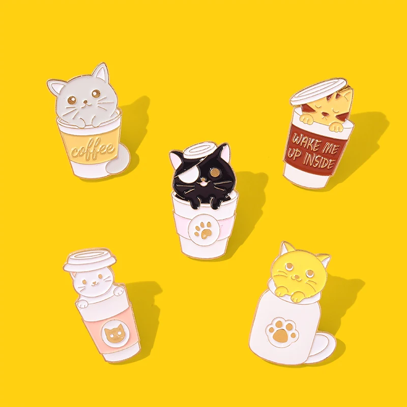 Coffee Cat Enamel Pins Black Yellow White Gray Cat in Cup Brooches Lapel Pins Accessories Backpack Gift for People Love Kitties
Coffee Cat Enamel Pins Black Yellow White Gray Cat in Cup Brooches Lapel Pins Accessories Backpack Gift for People Love Kitties