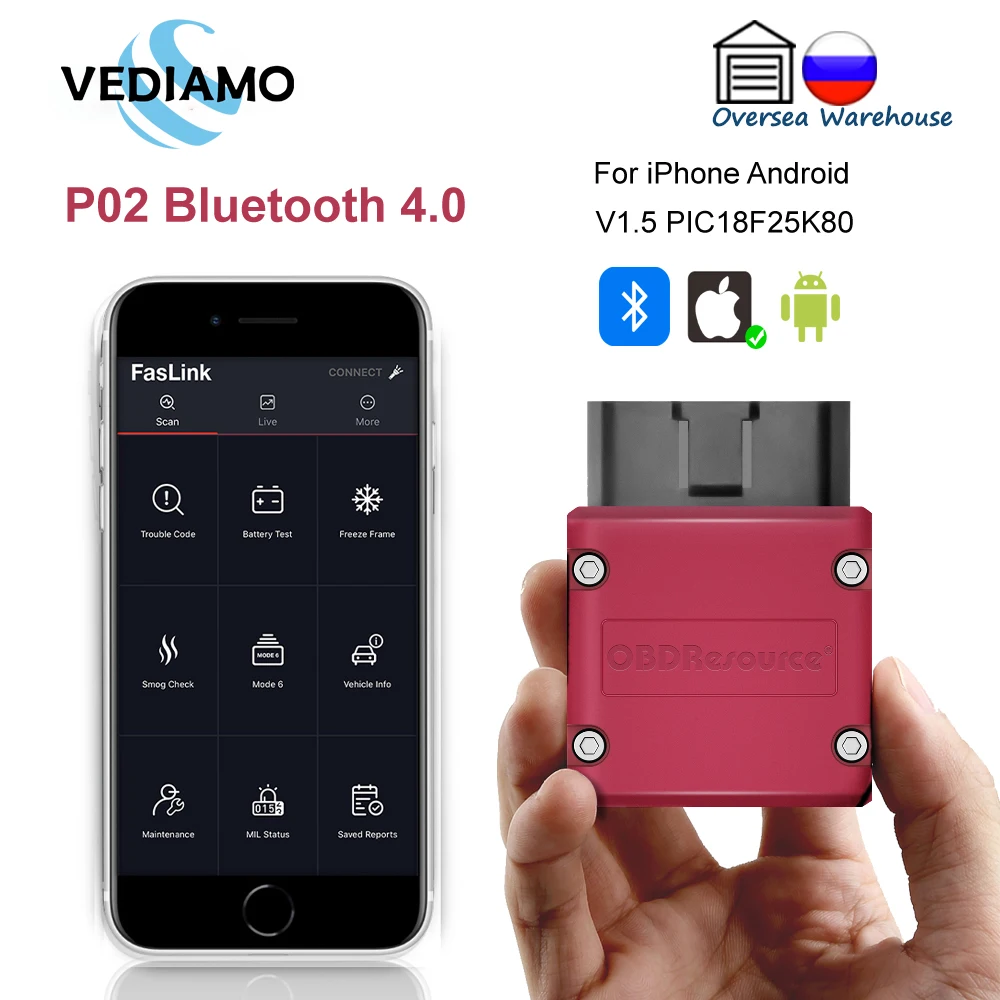 ELM327 V1.5 Bluetooth 4.0 for iPhone Faslink Car Engine Fault Code Reader Free Update with PIC18F25K80 Chipset
ELM327 V1.5 Bluetooth 4.0 for iPhone Faslink Car Engine Fault Code Reader Free Update with PIC18F25K80 Chipset