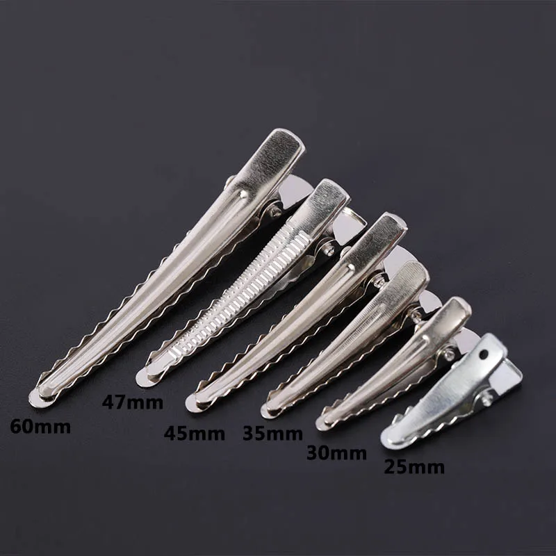 

50pcs 25/30/35/45/50/60mm Clips Single Prong Alligator Hairpin With Teeth Blank Setting Jewelry Making Base For DIY Hair Clips