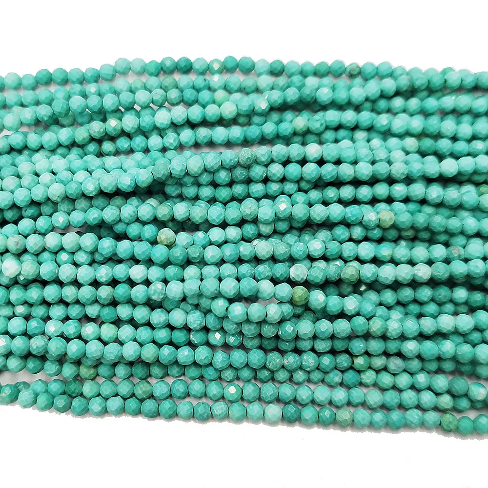 

Natural Stone Loose Beads 3mm Turquoise Angle Round Faceted Beading Making DIY Bracelet Necklace Earring Jewelry Accessories