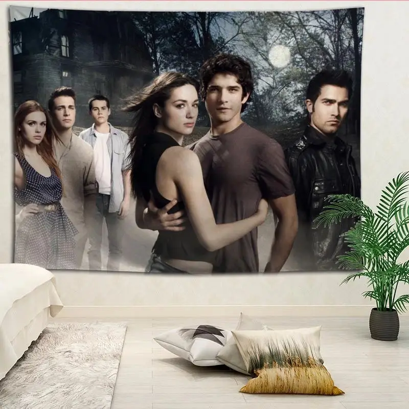 

Teen Wolf Tapestries Hanging cloth background wall covering bedroom renovation bed decoration tapestry custom logo
