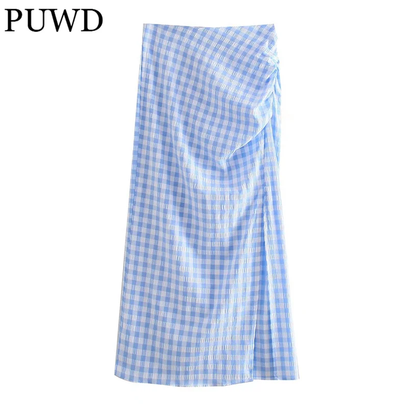 Повседневные женские юбки средней длины PUWD с Боковым Разрезом и высокой талией, лето 2021, модная женская синяя клетчатая юбка на молнии со ск...
Повседневные женские юбки средней длины PUWD с Боковым Разрезом и высокой талией, лето 2021, модная женская синяя клетчатая юбка на молнии со ск...