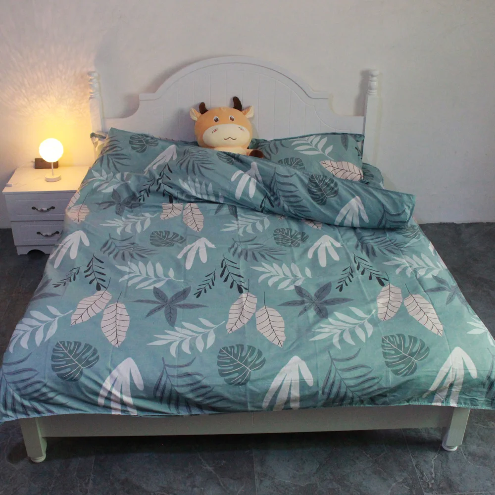 

Зеленый домашний текстиль, набор постельного белья с тропическим растением, двойная простыня, мягкое роскошное постельное белье королевского размера, пододеяльник, простыня, подушка