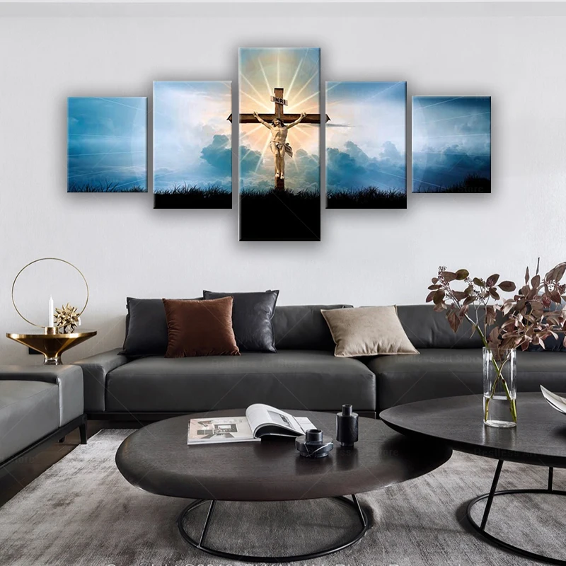 5 Pieces Canvas Art Jesus Crucified Poster Painting Christ Catholic Blue Wall Picture Print Religion Spirituality Home Decor
5 Pieces Canvas Art Jesus Crucified Poster Painting Christ Catholic Blue Wall Picture Print Religion Spirituality Home Decor