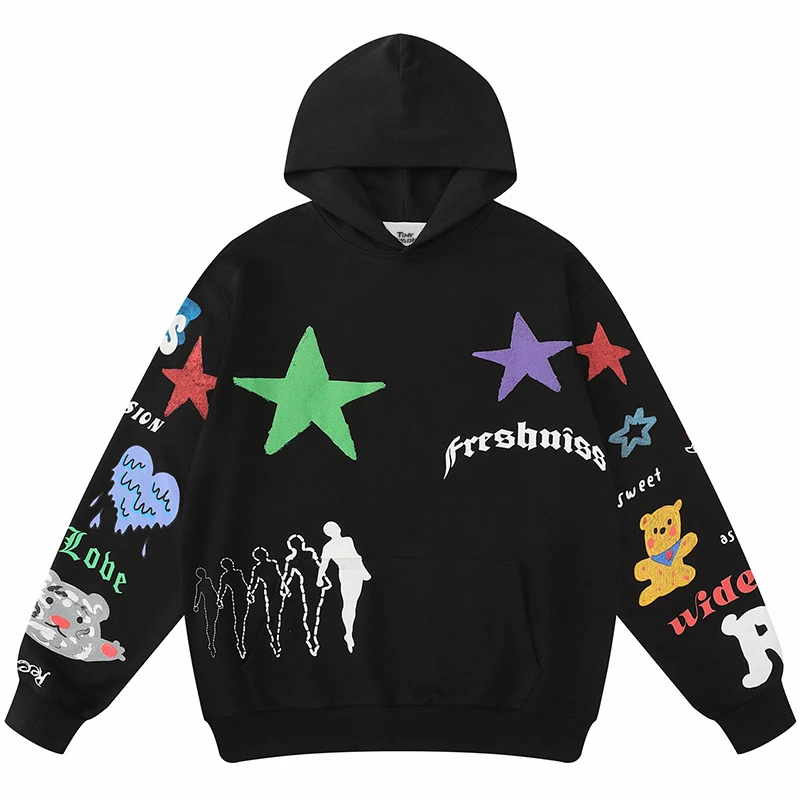 Men Hooded Sweatshirt Letter Painting Star Print Pullover Hip Hop Streetwear 2021 Autumn Harajuku Cotton Fashion Casual Hoodie
Men Hooded Sweatshirt Letter Painting Star Print Pullover Hip Hop Streetwear 2021 Autumn Harajuku Cotton Fashion Casual Hoodie