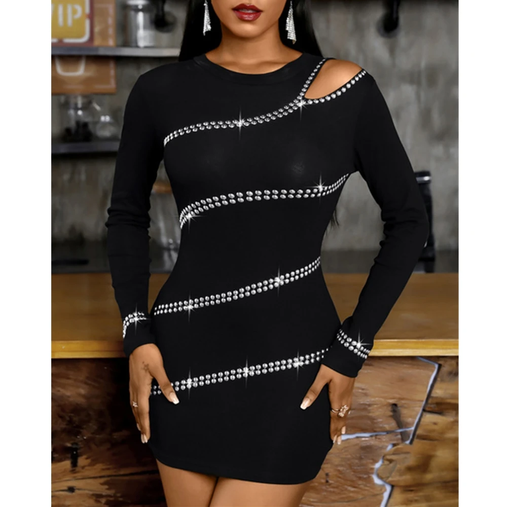 Dresses for Women Party Long Sleeve Sexy Shoulder Hollow Out Rivet Short Bodycon Mini Dress Spring Ladies Slim Fit Clubwear 2021
Dresses for Women Party Long Sleeve Sexy Shoulder Hollow Out Rivet Short Bodycon Mini Dress Spring Ladies Slim Fit Clubwear 2021